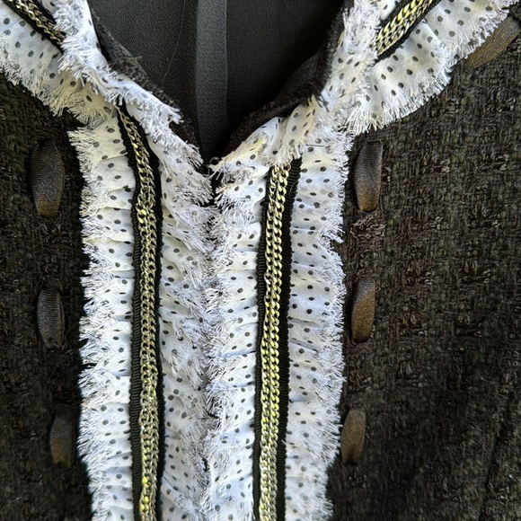 White House Black Market CHANEL STYLE Jacket Sz 00 EUC  front closure 2 pockets - Picture 4 of 10